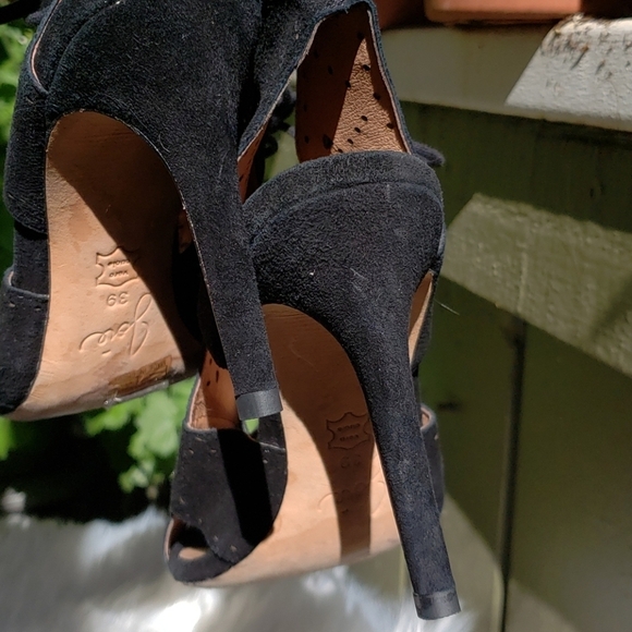 Joie Black Heels Leather Suede Lace Sandals 9 - Picture 15 of 15